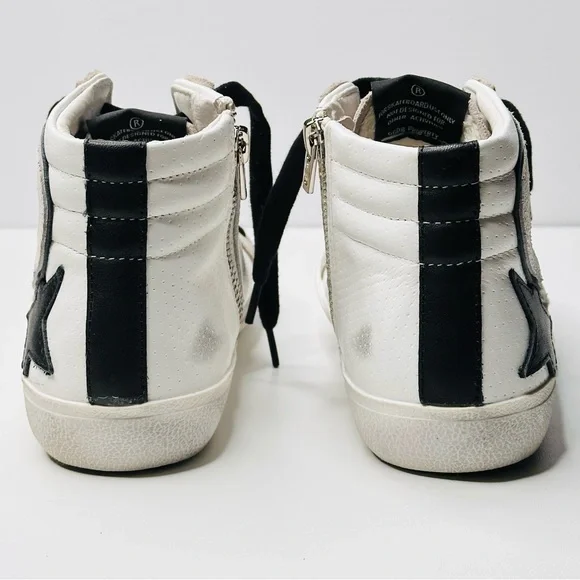 Golden Goose Slide White Grey Leather High Top Sneakers Shoes